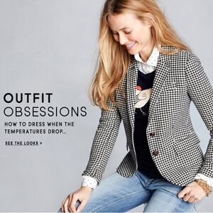 J. Crew women blazer schoolboy sz10 brown gray  Houndstooth wool preppy academia